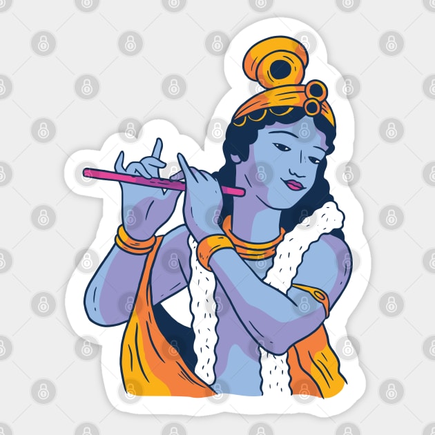 Lord Krishna Playing Flute - Janmashtami Sticker by Krishnansh W.